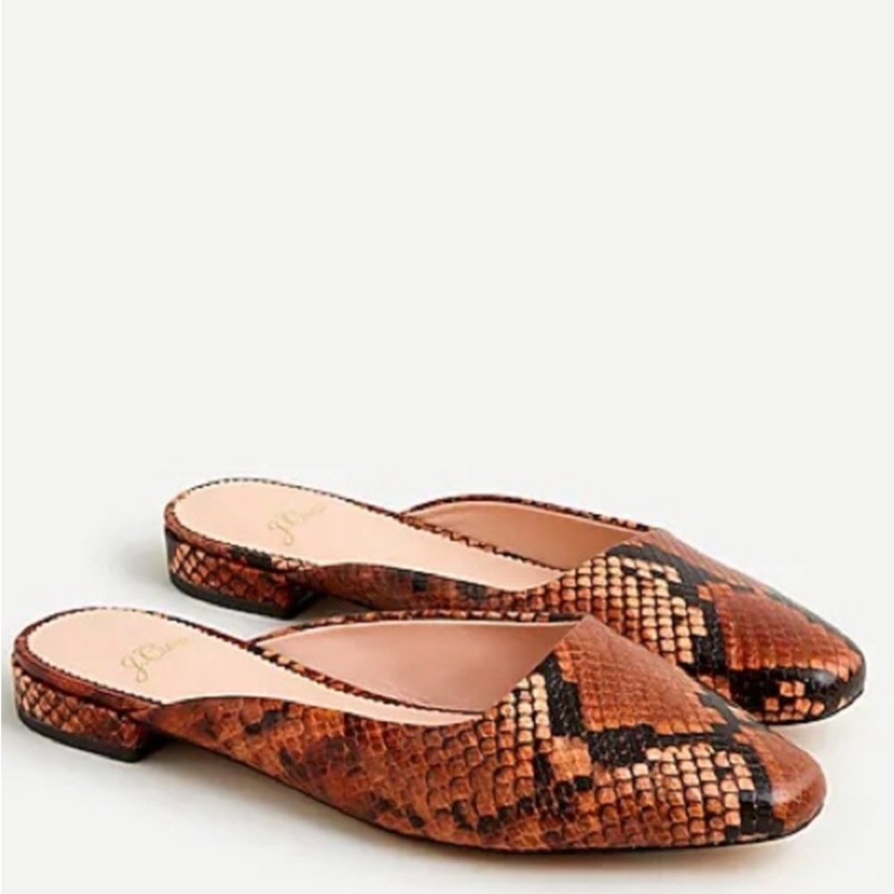 J. Crew Brown Snake Print Flats